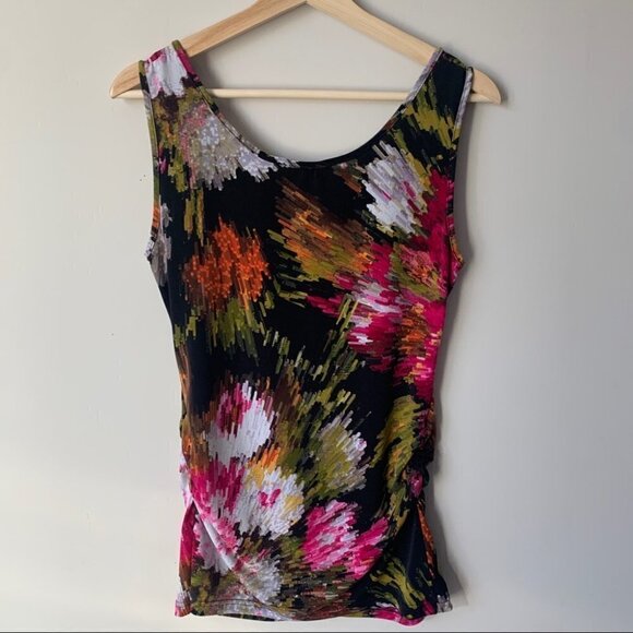 RIPE Maternity Australia Sleeveless Top Side Ruching Black Floral Women’s Med - Picture 3 of 7